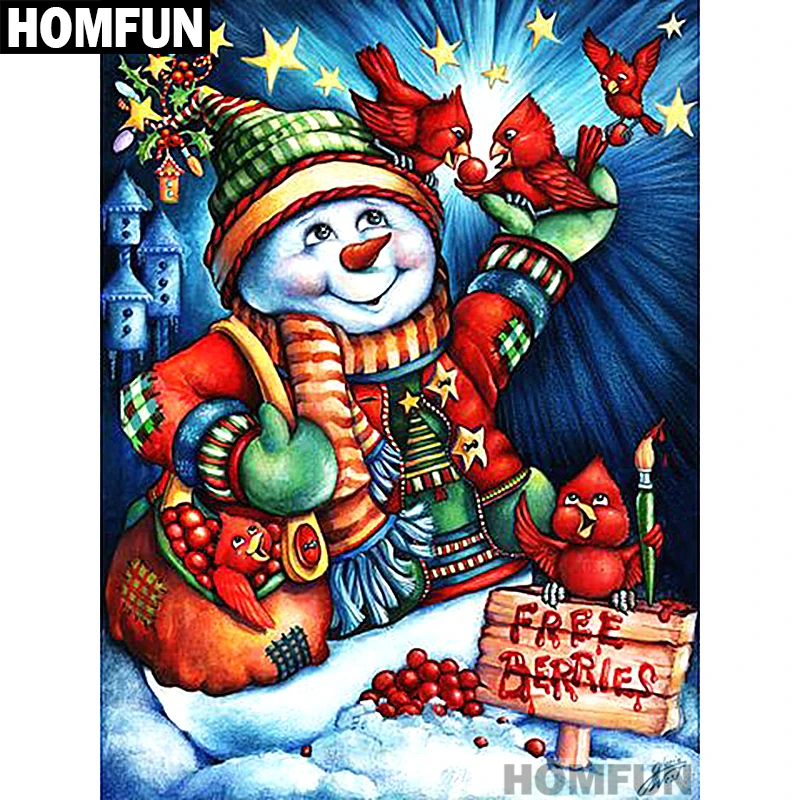 Набор для алмазной вышивки HOMFUN A01286 картина Рождественский Снеговик с полными