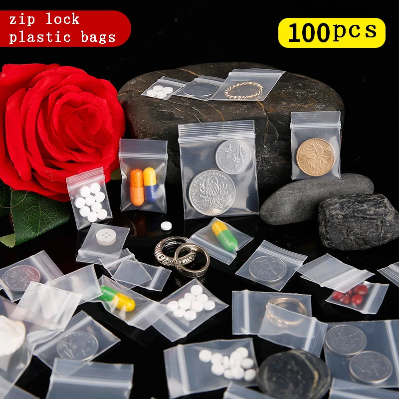 100 шт мини пластиковые пакеты с застежкой Ziplock таблетки упаковочные пакеты небольшой замок типа молния сумки 0,12 мм Толстая пластиковая застежка-молния сумка для продуктов