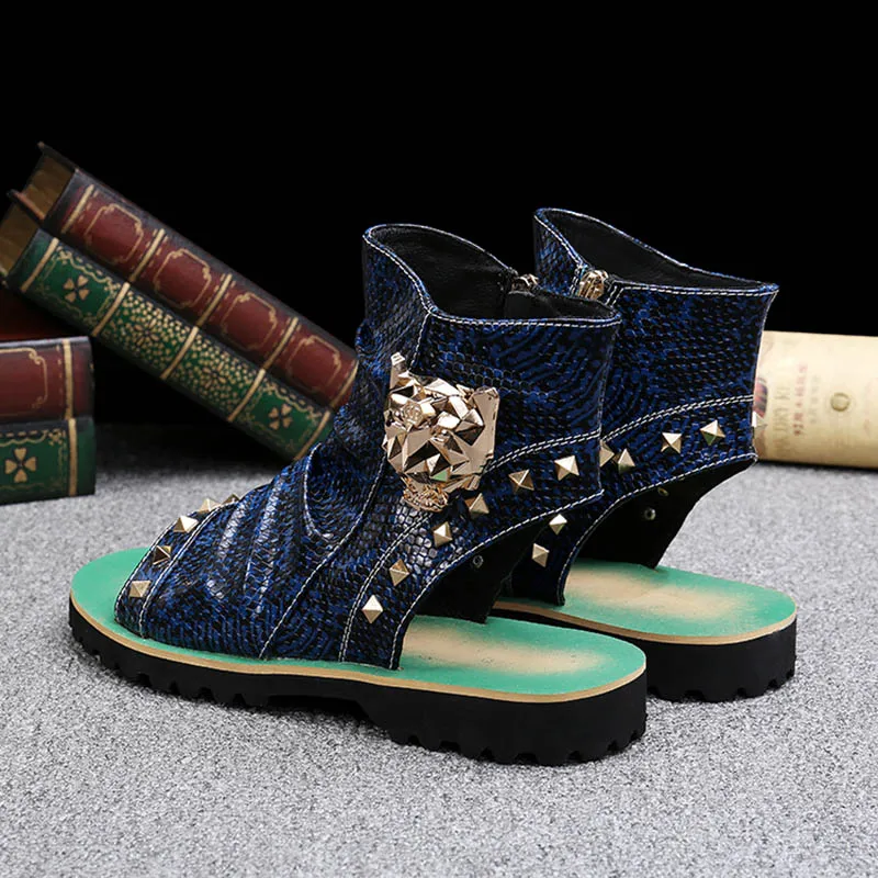 Batzuzhi zapatillas mujer в стиле рок-панк, мужское открытые ботинки с ремешками; с заклепками; с петлей на пятке; Для мужчин Повседневное пляжные босоножки Летняя обувь zapatos Hombre