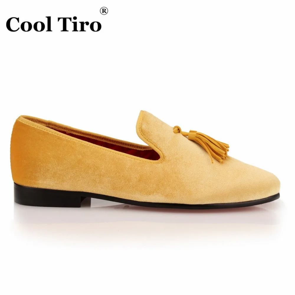 COOL TIRO/Роскошные модные мужские бархатные лоферы с желтыми кисточками Мужские
