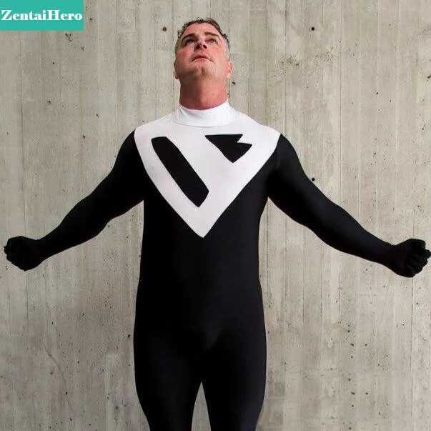 DHL взрослых супер герой костюм черные и белые лайкра спандекс Zentai Костюм Супермена Комбинезон LS1424
