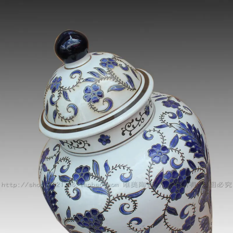Европейские предметы мебели сине-белая фарфоровая ваза общий горшок экспорта