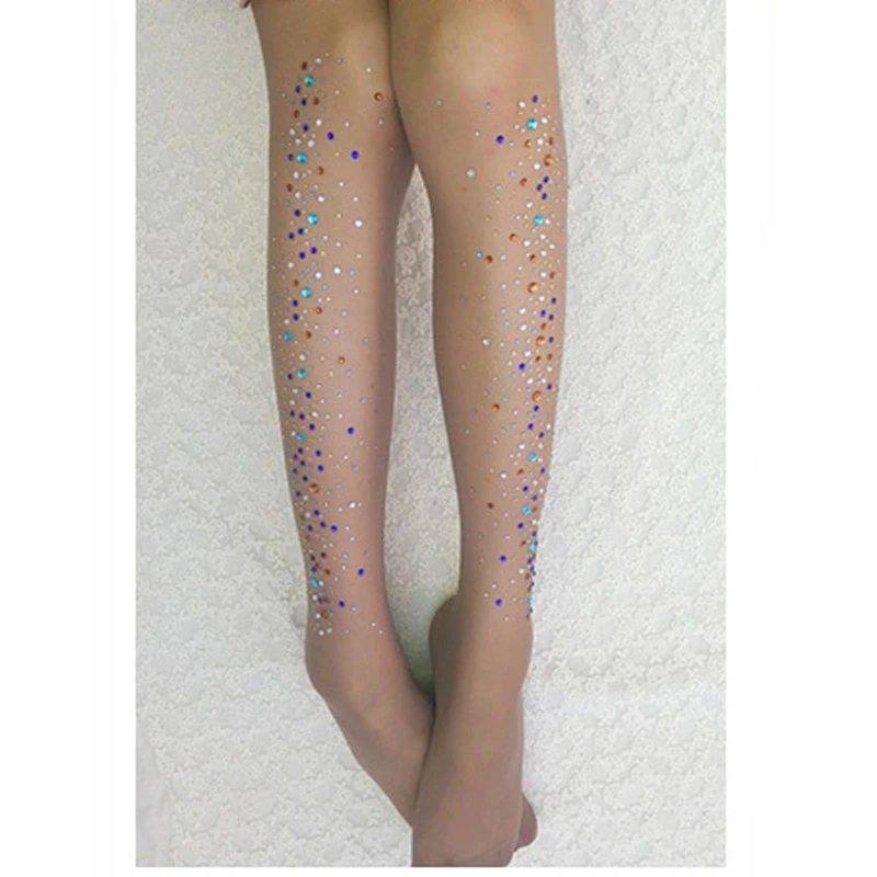 SP & CITY Bling женские облегающие колготки модного дизайна со стразами Блестящие