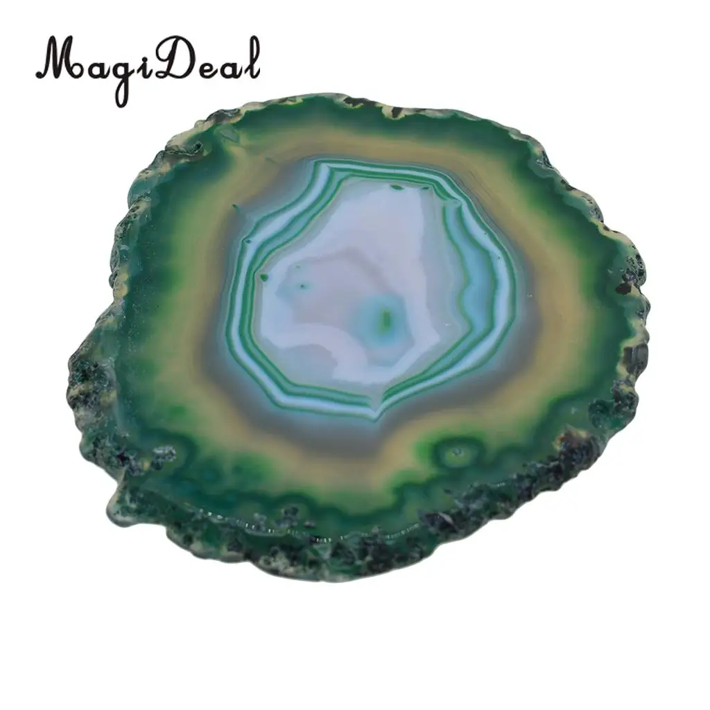Green Натуральный агат ломтики Geode камни подстаканники чашки мат, 110-140 мм/4,33-5,5", для изготовления ювелирных изделий, украшения дома, DIY ремесло - Цвет: Green