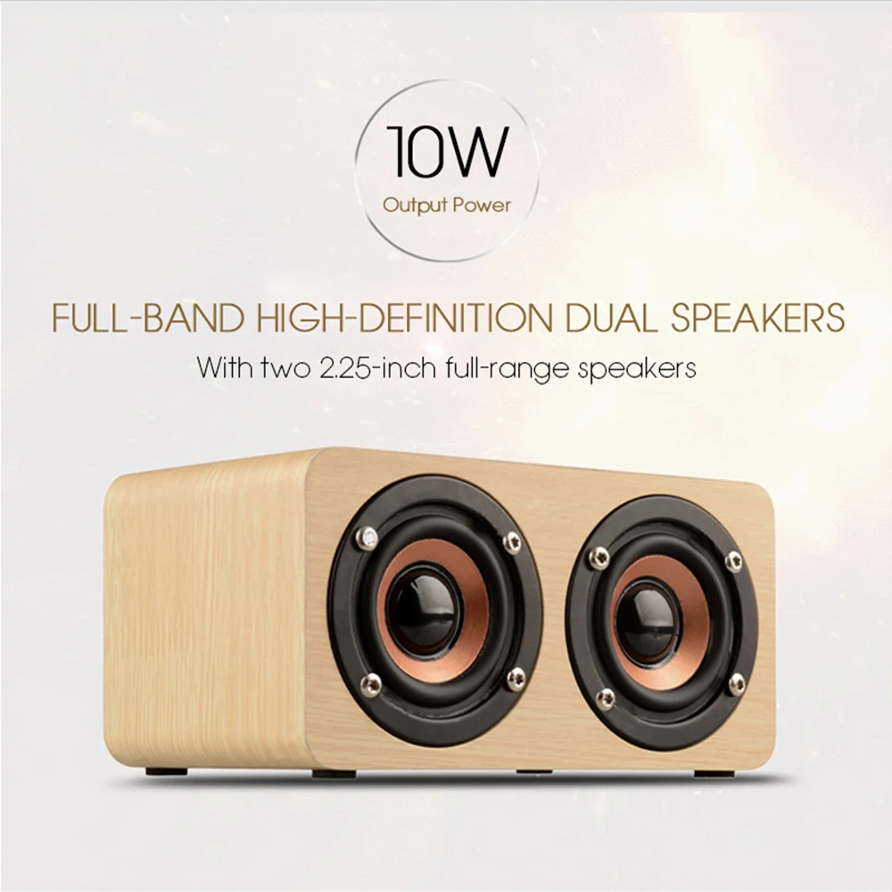 Деревянная Беспроводная bluetooth колонка портативная Hi Fi 3D стереоколонка с двумя