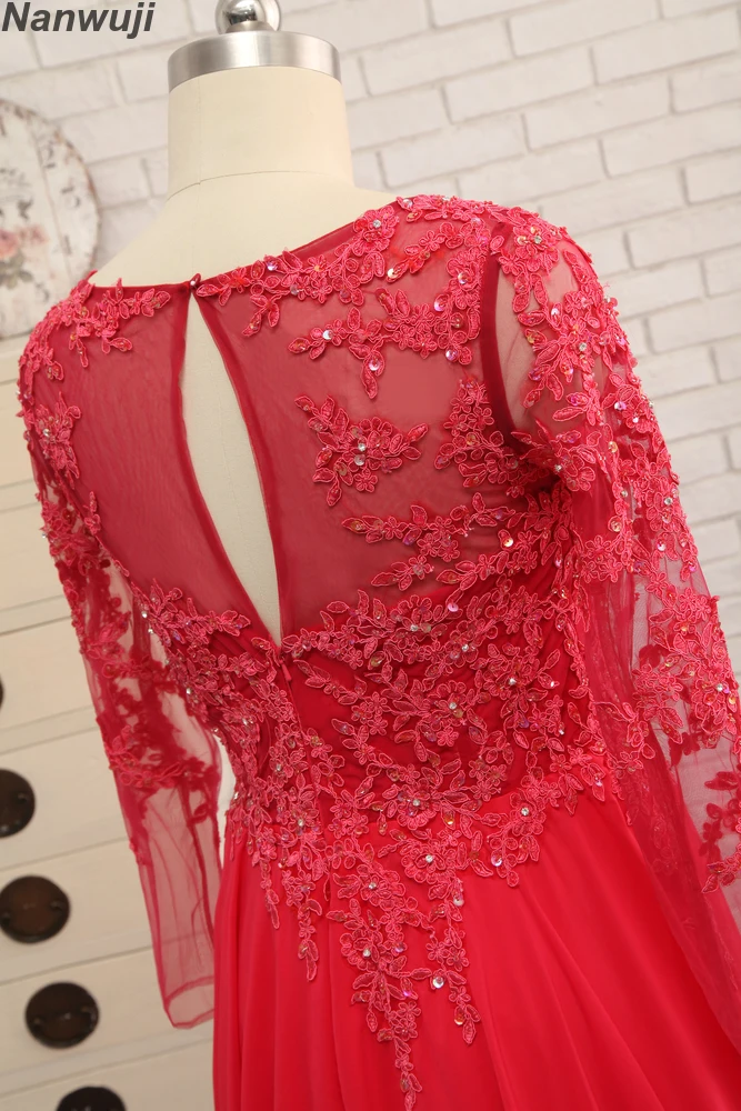 Robe De Soiree реальные PhotoLuxury с длинным рукавом вечернее платье из шифона|Вечерние платья| |