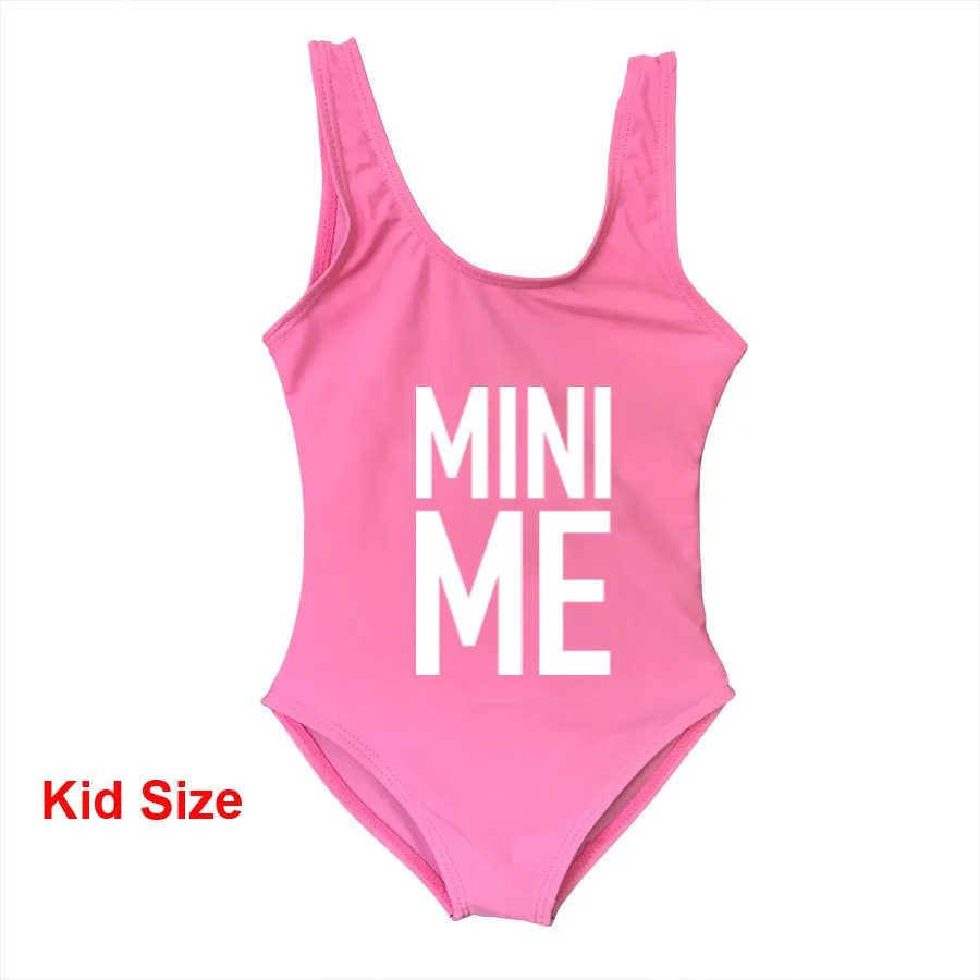 Kid Pink Детское бикини для мамы и дочки с надписью «Me and Mini Me», купальный костюм для мамы и ребенка, купальный костюм для мамы и ребенка, цельный купальник - Цвет: Kid Pink