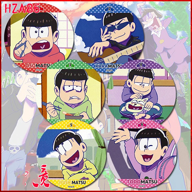 ZXFJXR 58 мм Osomatsu San Matsuno Jyushimatsu Choromatsu шесть Brother смешной значок на булавке брошь иконы рюкзак