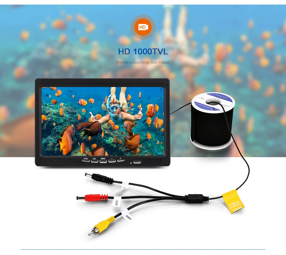 HD 1000TVL 15 м/30 м подводный эхолот с 30 шт. белыми светодиодами/30 шт. Белый Инфракрасный светильник для рыбалки