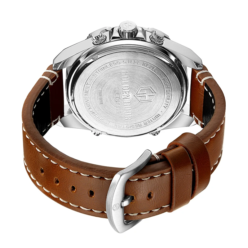 Спортивные кварцевые часы Goldenhour мужские светящиеся наручные повседневные