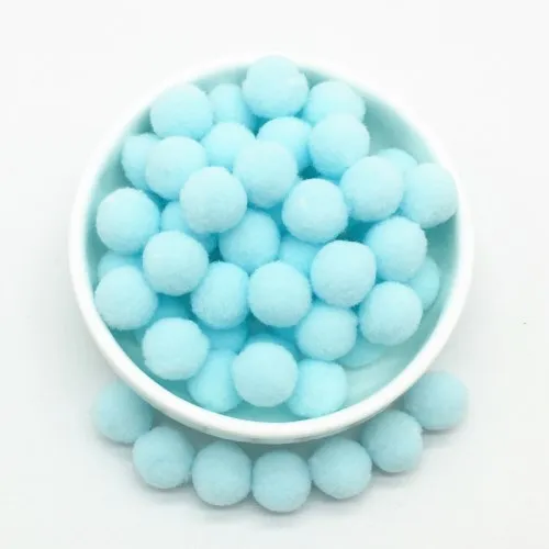 15mm 25Light blue Белые, синие, разноцветные помпоны, меховые шарики, сделай сам, мягкие помпоны, помпоны для рукоделия, Свадебный декор, клей на ткани, аксессуары, 8 мм до 30 мм, 20 г - Цвет: 15mm 25Light blue