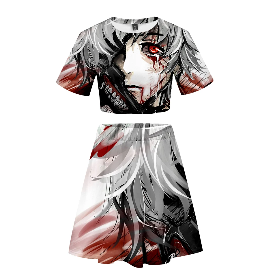 Frdun Tommy 3D Tokyo Ghoul 2018 новый костюм с короткой юбкой футболка коротким рукавом и