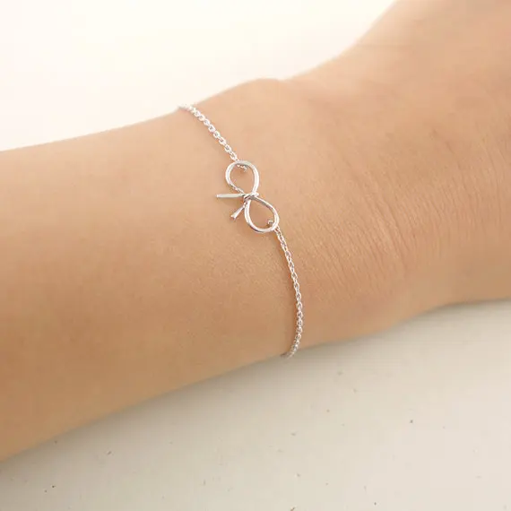 Shuangshuo Dainty Bow Bracelets for Women Brass Bracelet pulseras erkek bileklik Stainless Steel Knot Charm SL001 | Украшения и