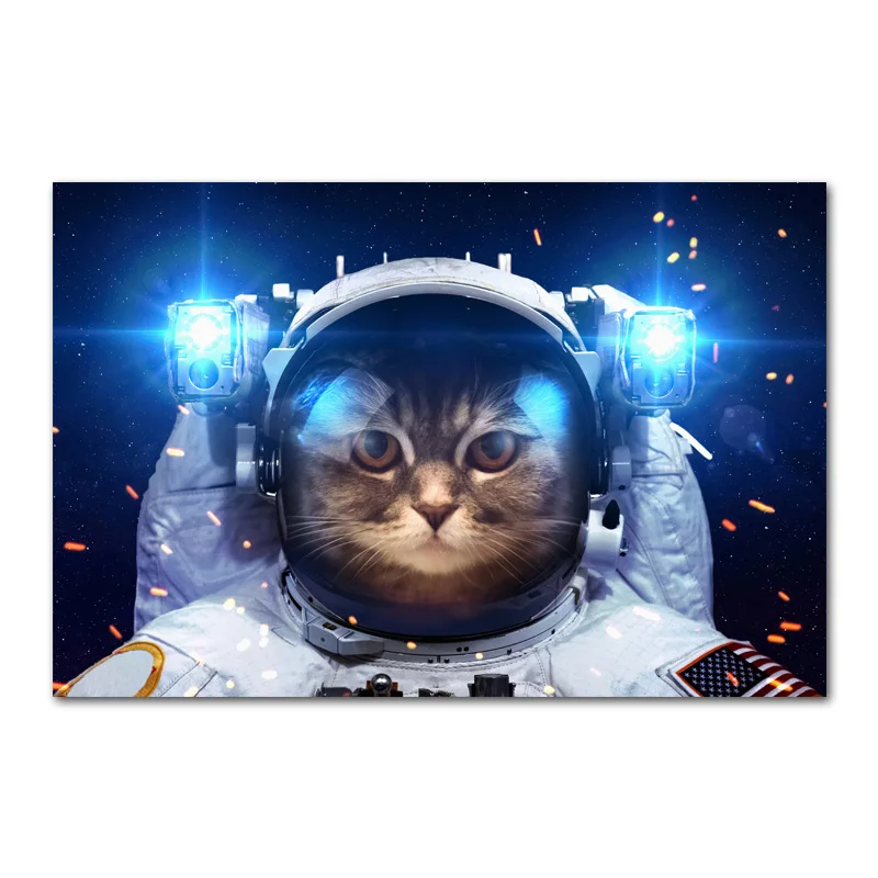 Astronaut Cat Астронавт кошки Плакаты селфи Собака Холст репродукции забавные Животные стены картину живопись для ребенка детский Гостиная украшения - Цвет: Astronaut Cat