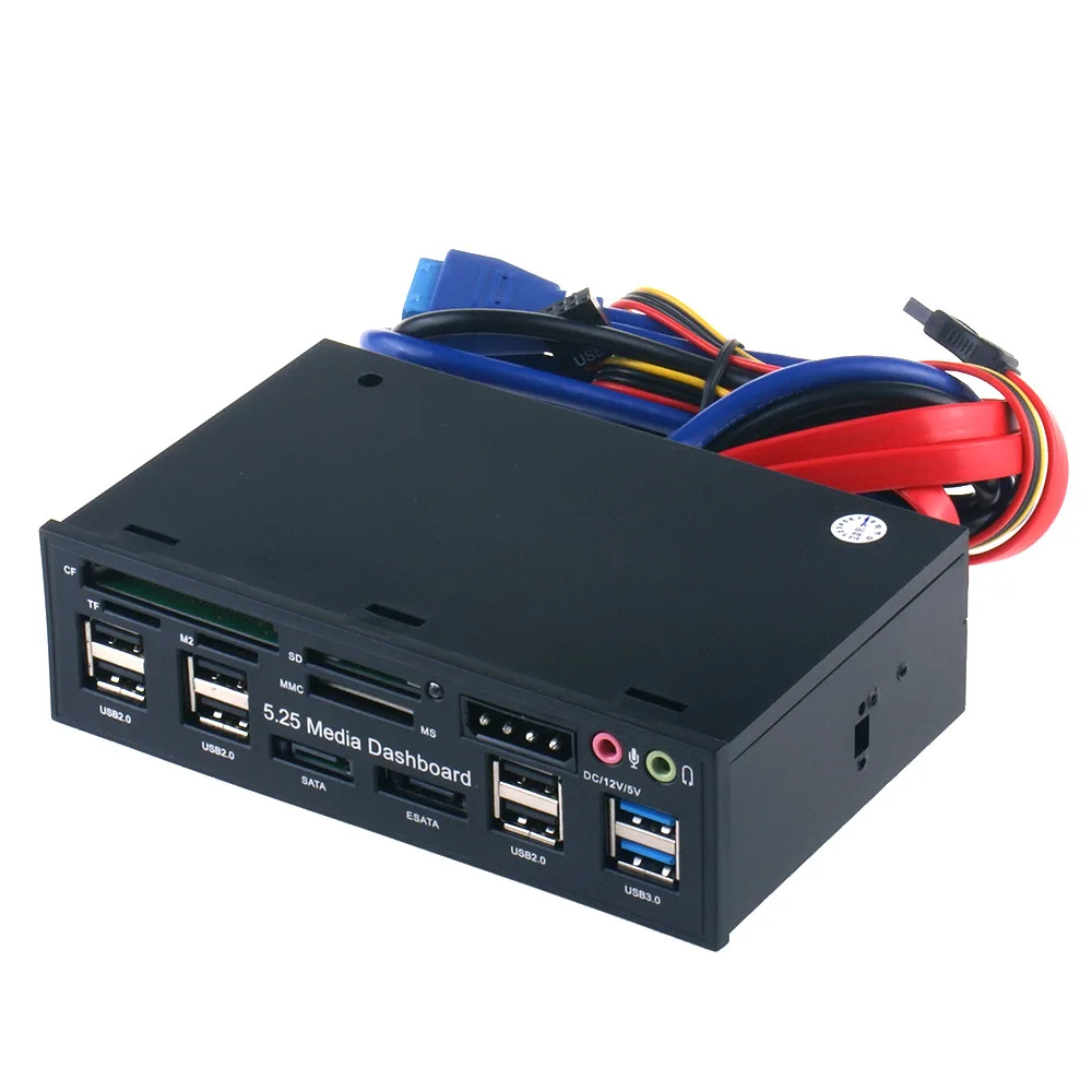 Многофункциональный USB 3,0 концентратор ESATA SATA порт внутренний кардридер ПК медиа Передняя панель аудио для SD MS CF TF M2 MMC карты памяти
