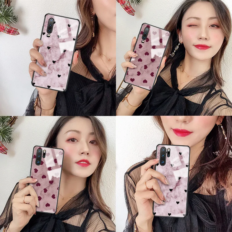 Для Huawei P30 Pro стеклянный чехол 6D узорчатый роскошный модный закаленное стекло