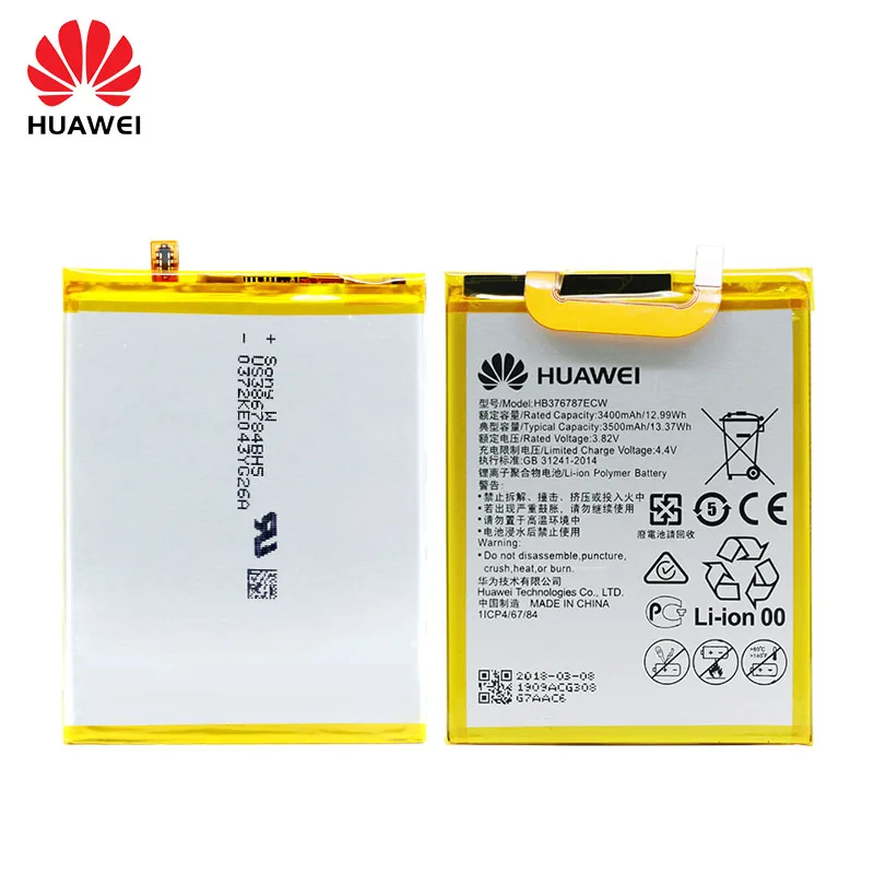 100% Оригинальный аккумулятор Huawei для Honor V8 3500 мАч HB376787ECW Оригинал запасная батарея