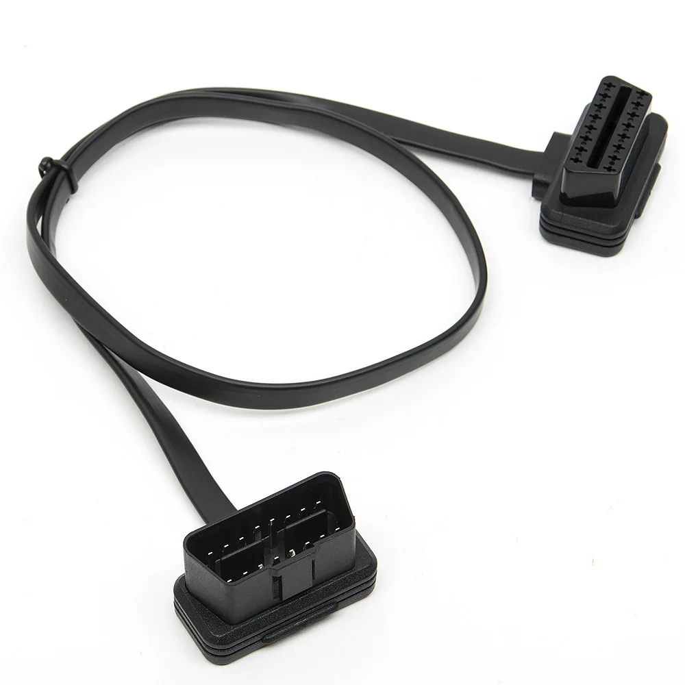 Плоский тонкий как лапша OBDII OBD2 16Pin ELM327 штырь гнездо удлинитель локтя OBD 2