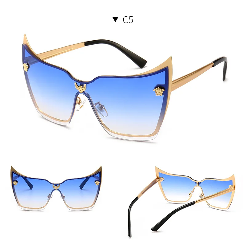 Sella, модные женские и мужские негабаритные солнцезащитные очки Cateye, фирменный дизайн, сплав, оправа, градиентные линзы, летние крутые солнцезащитные очки