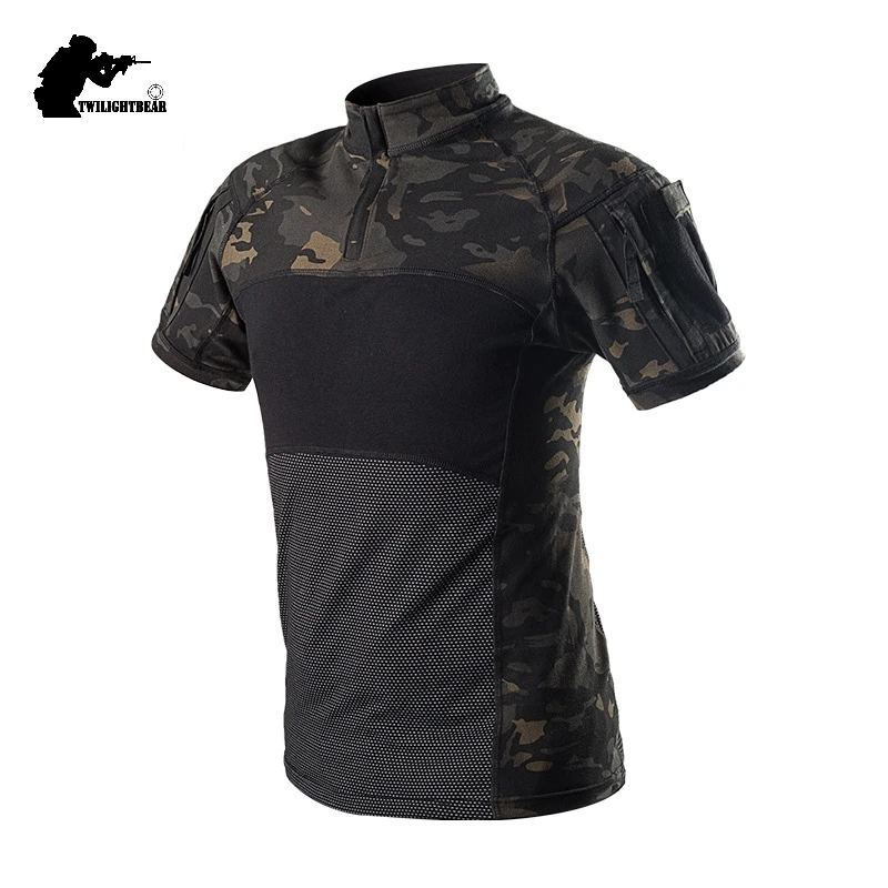 Военные мужские тактические футболки с коротким рукавом камуфляж SWAT хлопок