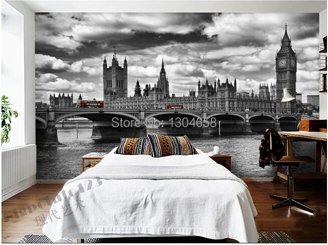 Пользовательские 3D стерео обои Классическая черно белая серия подвесной мост