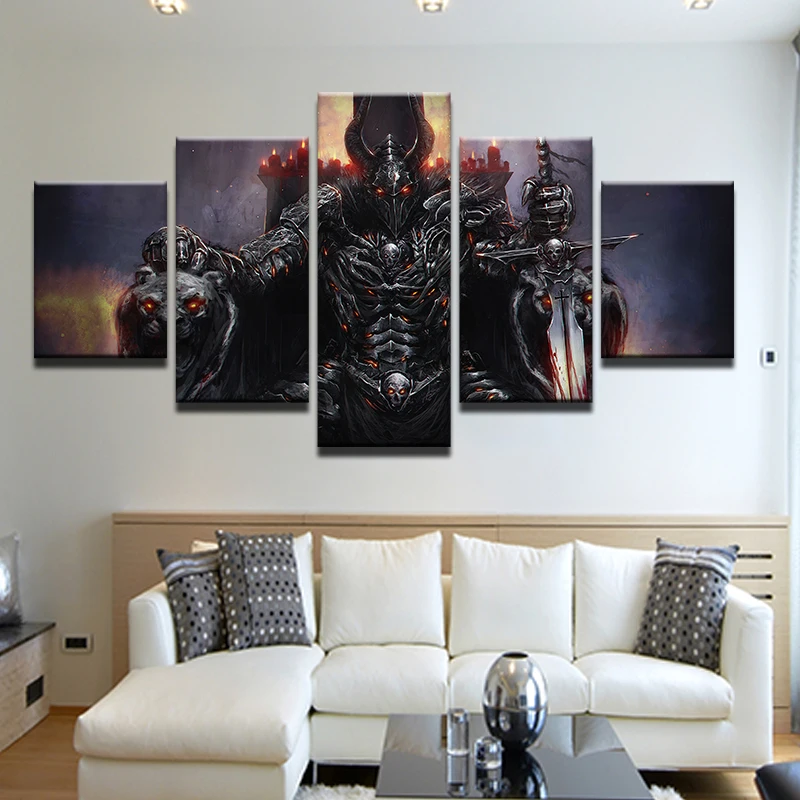 Wall Art Canvas Painting Frame Living Room Home Decor 5 Pieces Dark Souls Pictures Modern Abstract BOSS Throne Game Poster | Дом и сад