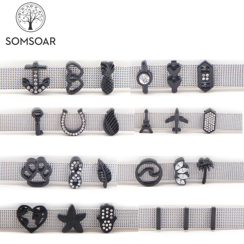 Черные Подвески Somsoar 10 мм для рукоделия можно выбрать подходящие браслета с