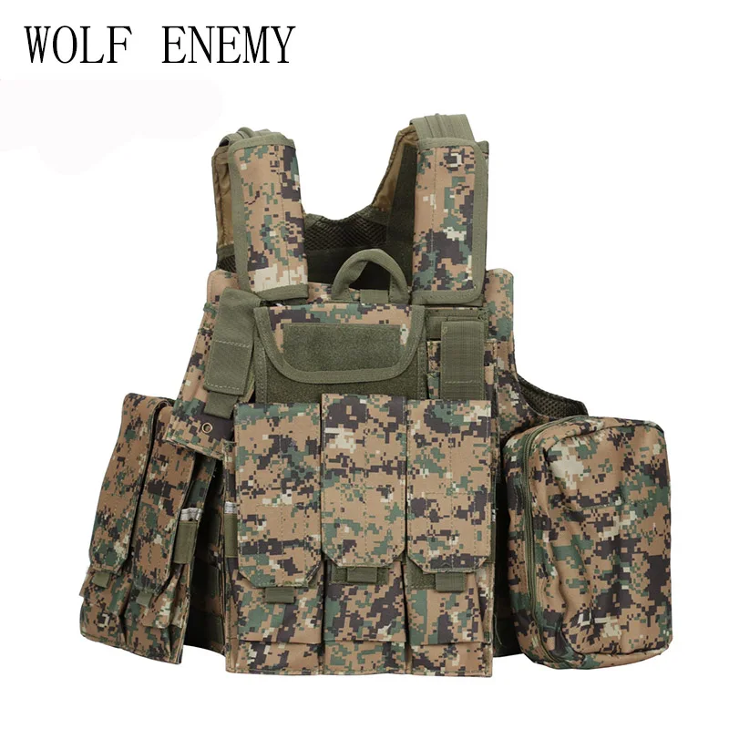 Digital Woodland Тактический жилет CS Wargame страйкбол Пейнтбол MOLLE CIRAS боевой жилет CIRAS тактический жилет с тройным подсумок ACU/Лесной - Цвет: Digital Woodland