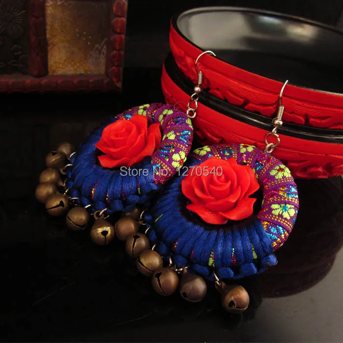 Плетеные китайские украшения ручной работы женские этно серьги модные Винтажные