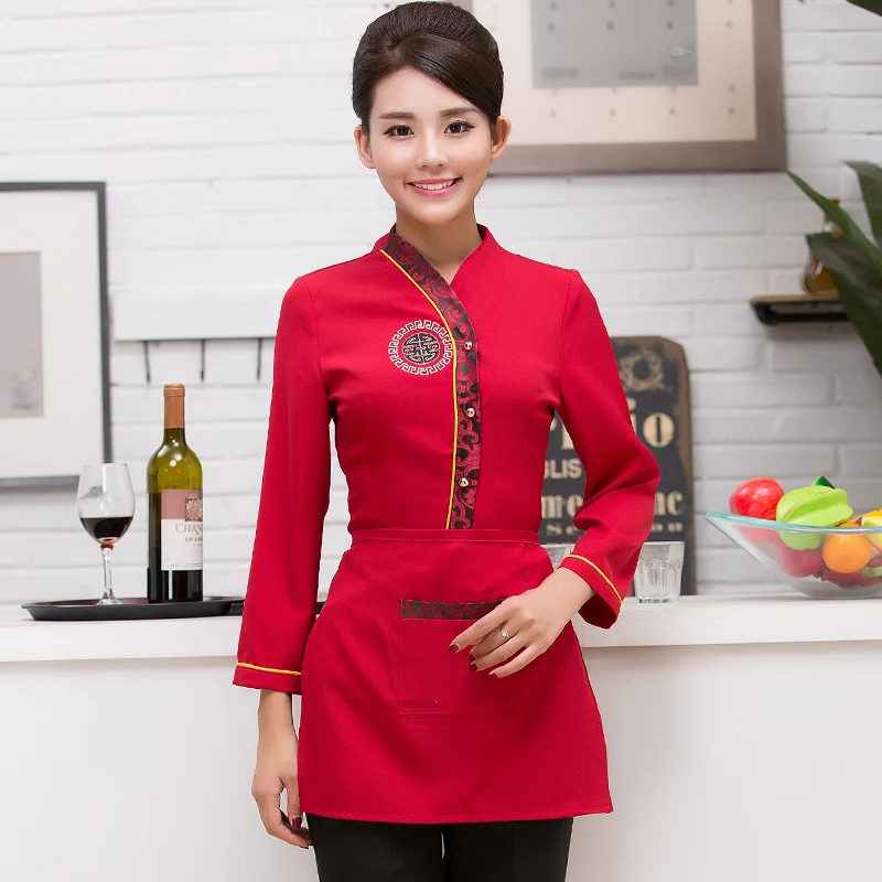 Униформа для отеля осенне зимнее платье официантки в ресторане с длинными