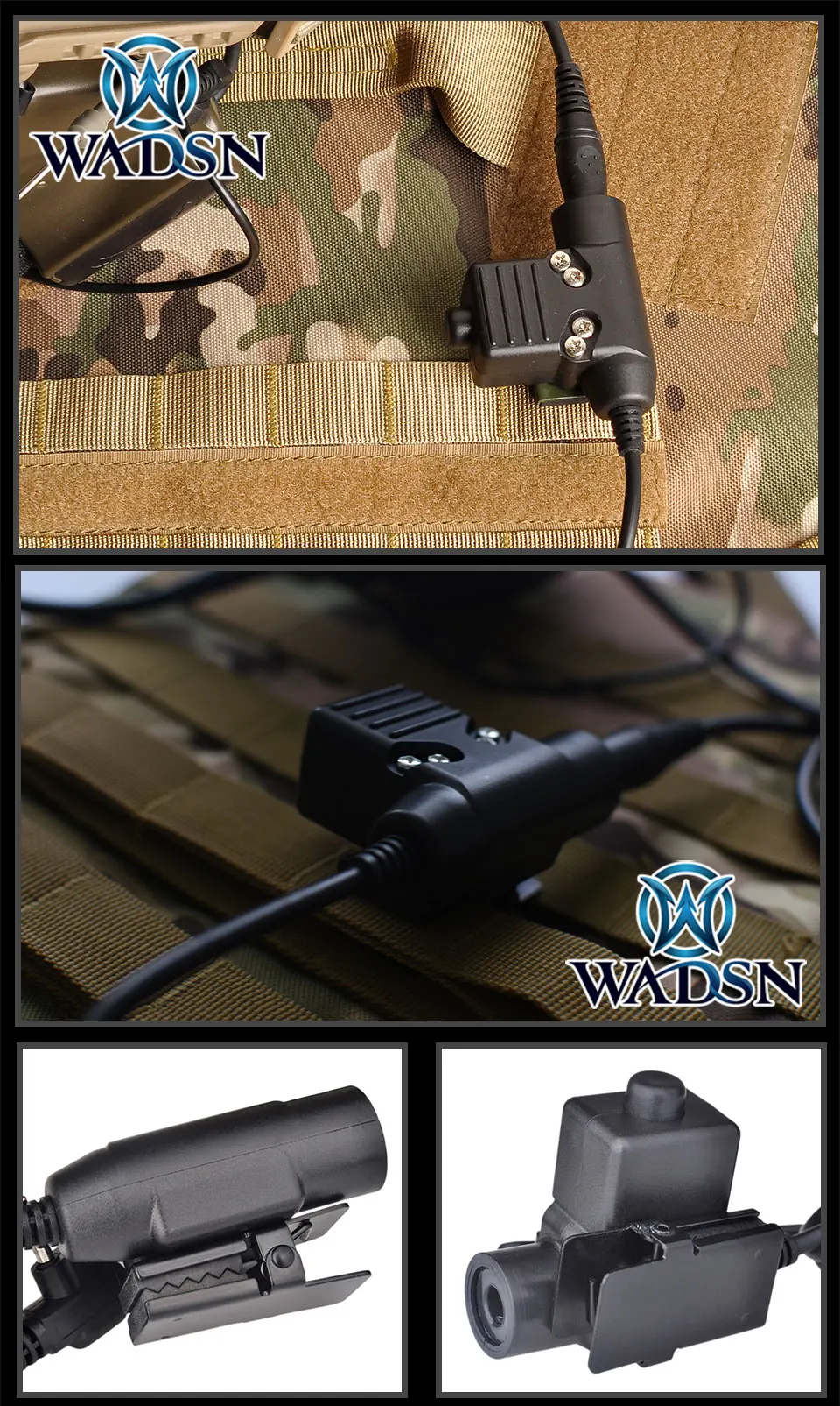 WADSN тактические наушники U94 PTT для KENWOOD Plug Walkie Talkie BaoFeng UV-82 радио гарнитура u94 ptt Softair аксессуары WZ113