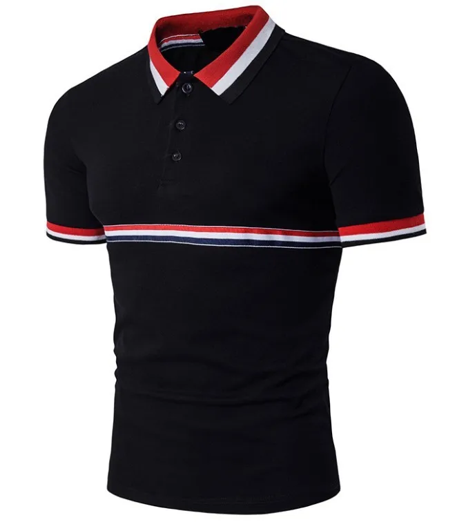 Polo Shirt Men 2017 Brand Clothing Hem Stripes Lapel Cotton Short Sleeve Poloshirt S-XXL B86 | Мужская одежда