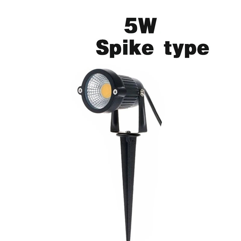 5W Spike type Уличный светодиодный светильник для сада, лужайки, 5 Вт, 10 Вт, ландшафтный светильник, Спайк, водонепроницаемый, AC85-265V, DC12V, лампа, теплый белый, зеленый, точечный светильник s - Испускаемый цвет: 5W Spike type