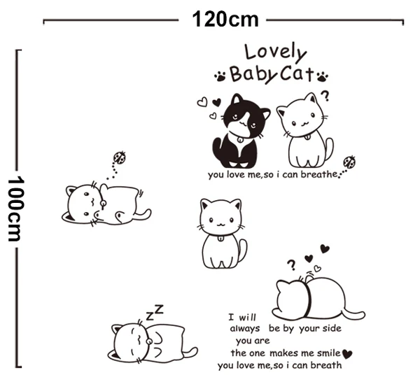 6 Kitty cat wall quotes Wall stickers Decal Removable Art Home Mural Deco | Дом и сад
