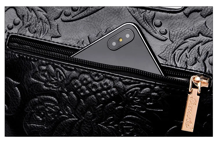 Rodful ретро цветочные сумка тисненая кожа для женщин Винтаж crossbody сумка Роскошные tote высокое качество