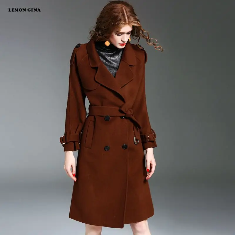 Lemon Gina Women Vintage Double Side Wool Overcoat Winter Design Fashion England Style Long Woolen Coat Cape Casual Outerwear | Женская