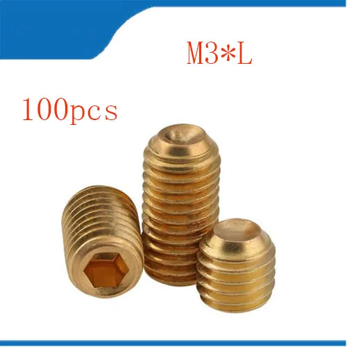 

100 шт. M3 M3 * L латунные болты с шестигранной головкой