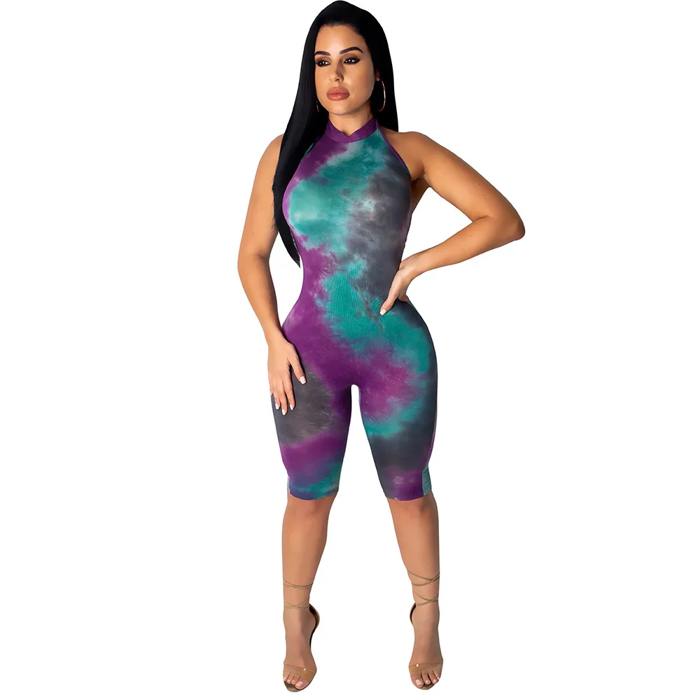 Повседневный Облегающий комбинезон с цветочным принтом для женщин сексуальная