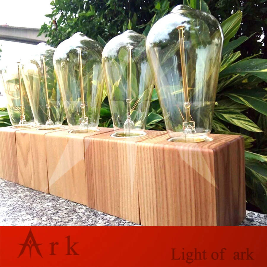 Винтажная настольная лампа с регулируемой яркостью и деревянными кубиками