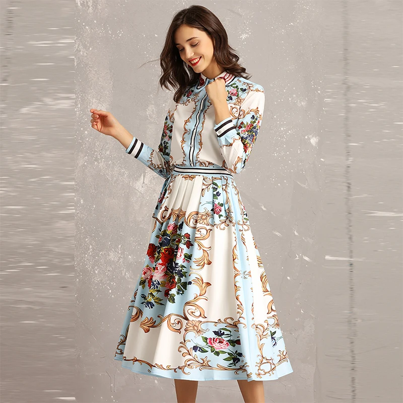 Женский комплект из 2 предметов с принтом Весенняя красивая рубашка отложным