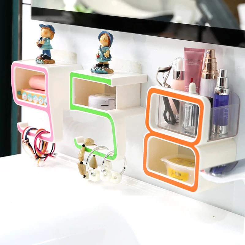 1 шт. креативная цифровая Пластиковая Полка для ванной комнаты без следов