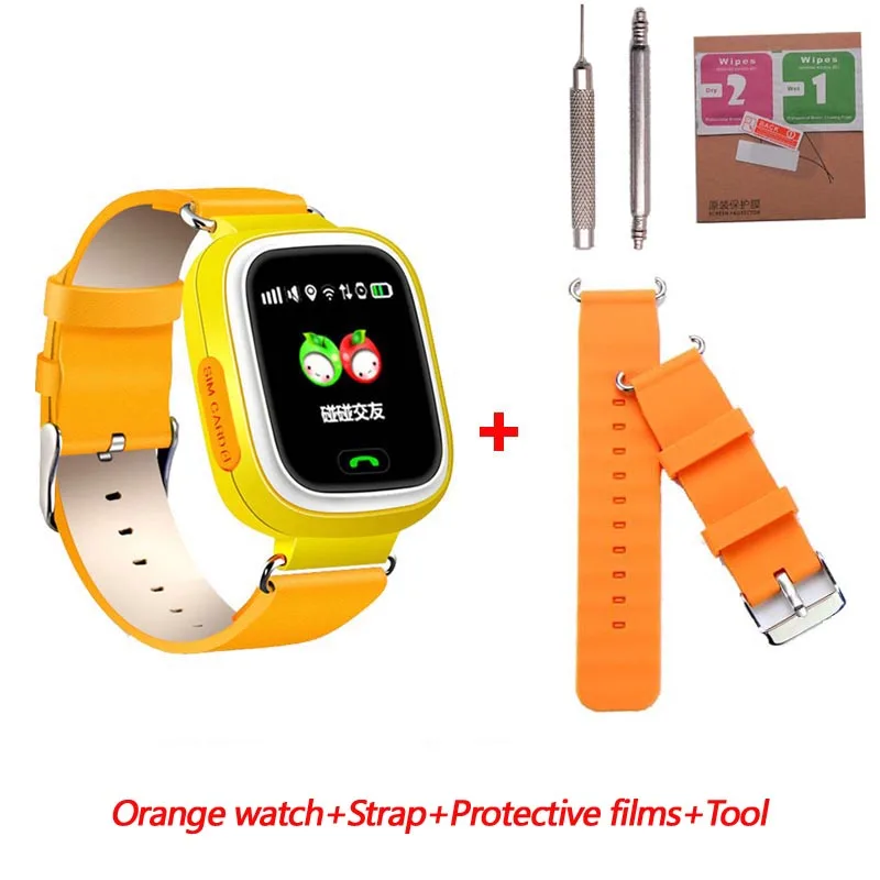 orange add strap Greentiger Q90 gps Детские умные часы Детские анти-потеря часы устройство трекер wifi SOS умные часы телефон позиционирование VS Q50 Q100 - Цвет: orange add strap
