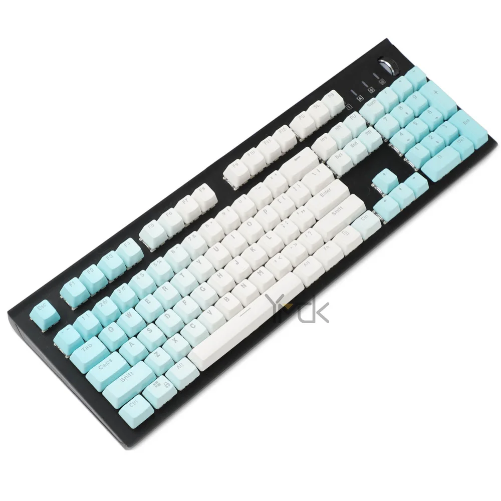 Blue White YMDK Double Shot 104 окрашенная PBT блестящая OEM профиль Радужный набор ключей подходит для Cherry MX переключатели механическая клавиатура - Цвет: Blue White