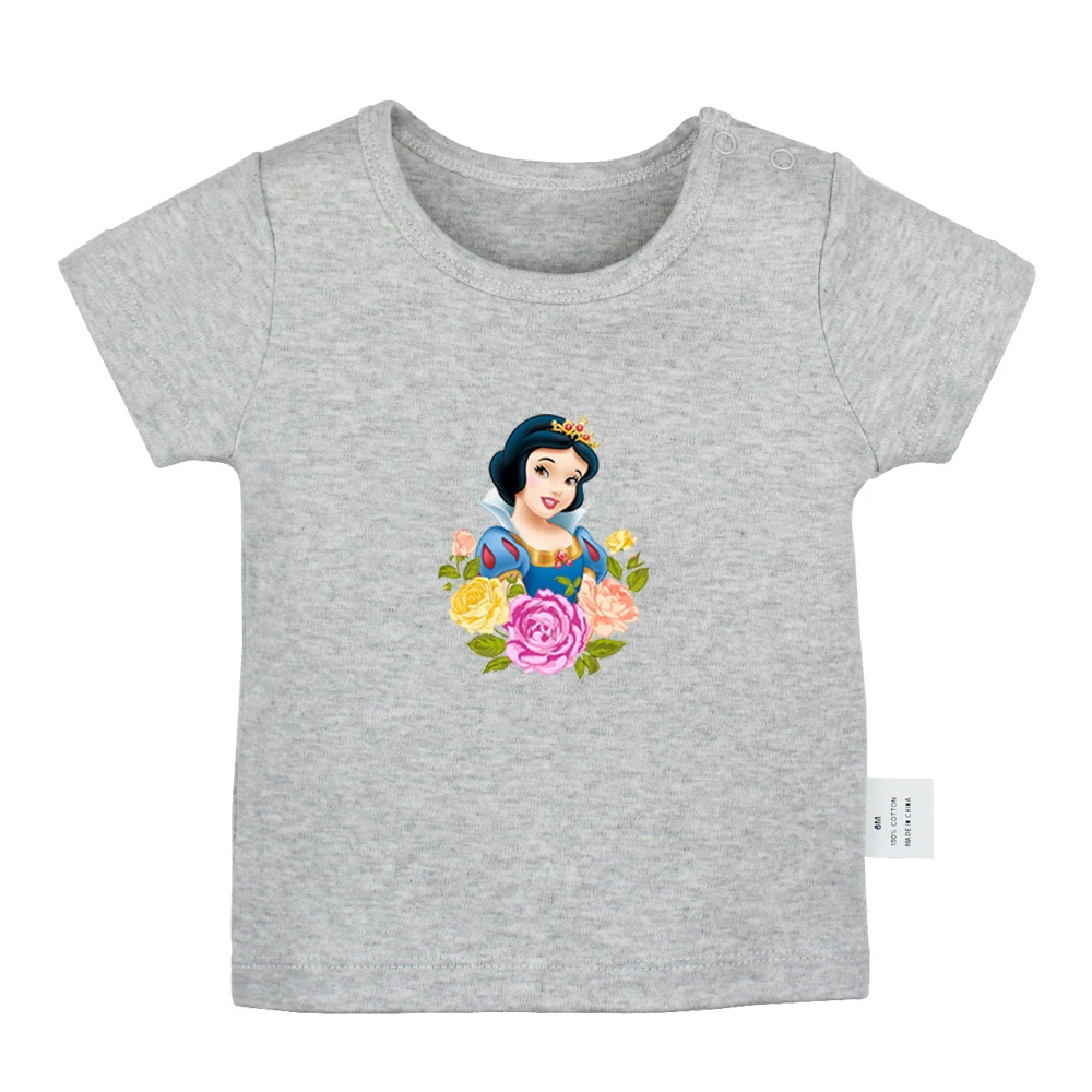 Stained Glass Princess Snow White with Flowers Design Newborn Baby T-shirts Toddler Graphic Solid color Short sleeve Tee Tops |