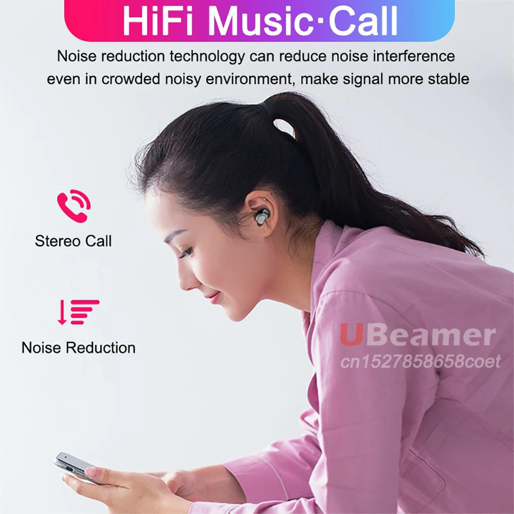 In Store Ubeamer TWS Bluetooth 5.0 Earphone Long Standby. Wireless Headset 1500mAH Battery Case for music/call HIFI earphone