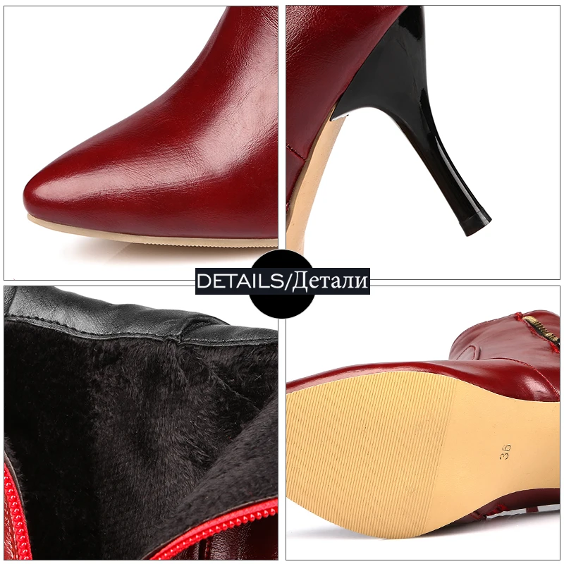 Женские ботильоны на тонком высоком каблуке с острым носком молнии | Обувь