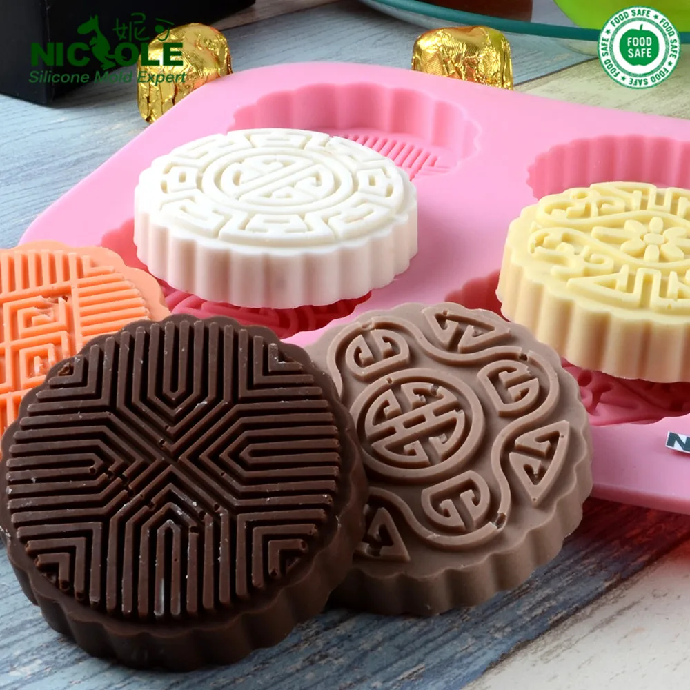 Силиконовая форма для торта 6 ячеек круглая Шоколадная плитка|jelly mould|handmade soap moldsoap