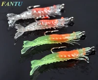 fantu camarao artificial lure 5pcs soft lures luminous fishing shrimp bait with hook plating lead shrimps
