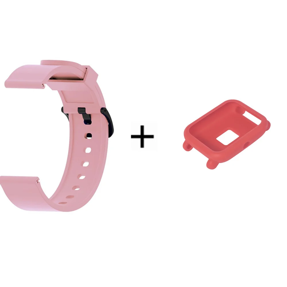 5 2в1 силиконовый спортивный ремешок для Xiaomi Huami Amazfit Bip Молодежные умные часы 20 мм сменный Браслет+ полный Чехол - Цвет: 5