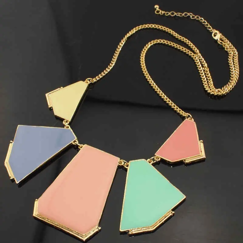 MANILAI многоцветное колье с кулоном геометрической формы длинное массивное
